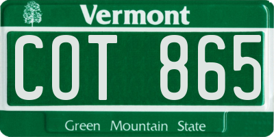 VT license plate COT865