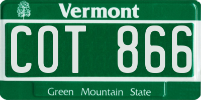 VT license plate COT866