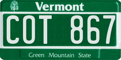 VT license plate COT867