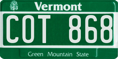 VT license plate COT868