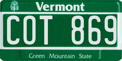 VT license plate COT869