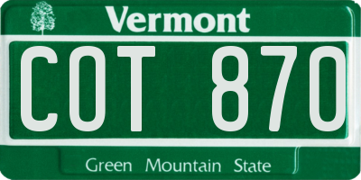 VT license plate COT870