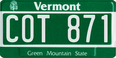 VT license plate COT871