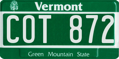 VT license plate COT872
