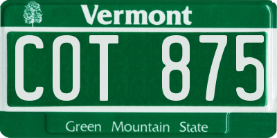 VT license plate COT875