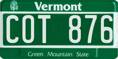 VT license plate COT876