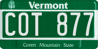 VT license plate COT877