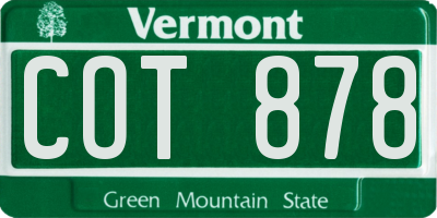 VT license plate COT878