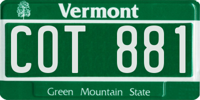 VT license plate COT881