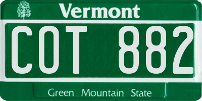 VT license plate COT882