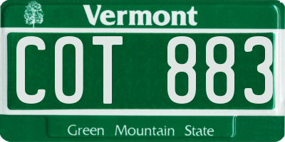 VT license plate COT883