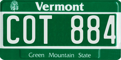 VT license plate COT884