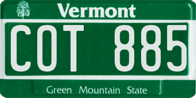 VT license plate COT885