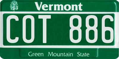 VT license plate COT886