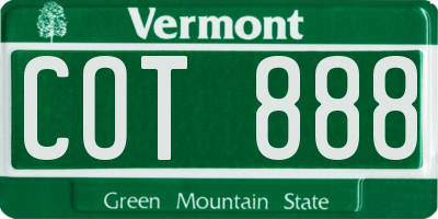 VT license plate COT888