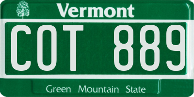 VT license plate COT889