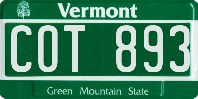 VT license plate COT893