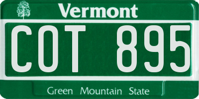 VT license plate COT895
