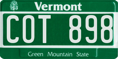 VT license plate COT898