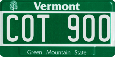 VT license plate COT900