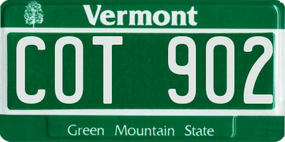 VT license plate COT902