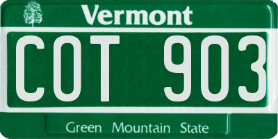 VT license plate COT903