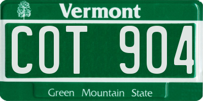 VT license plate COT904