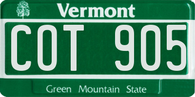 VT license plate COT905