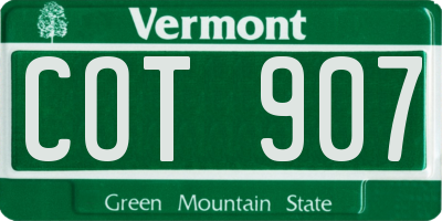 VT license plate COT907