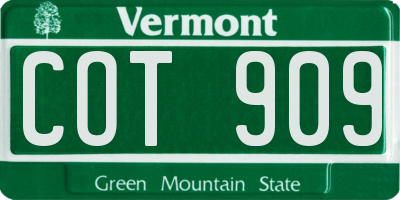 VT license plate COT909