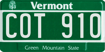 VT license plate COT910