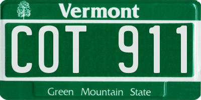 VT license plate COT911