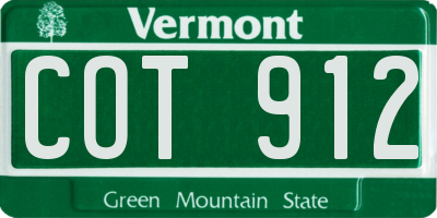 VT license plate COT912