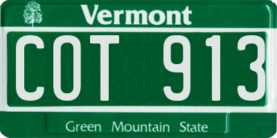 VT license plate COT913