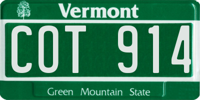 VT license plate COT914