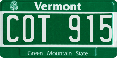 VT license plate COT915
