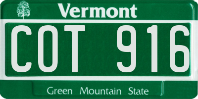 VT license plate COT916