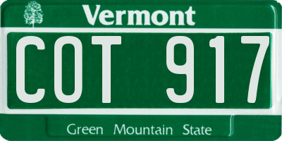 VT license plate COT917