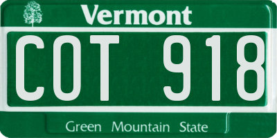 VT license plate COT918
