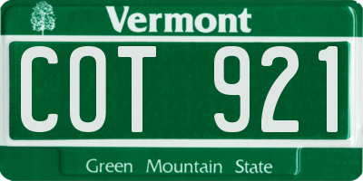 VT license plate COT921