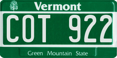 VT license plate COT922