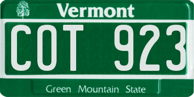 VT license plate COT923