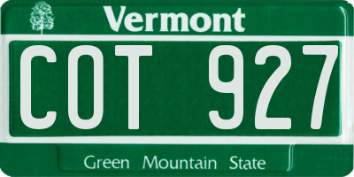 VT license plate COT927