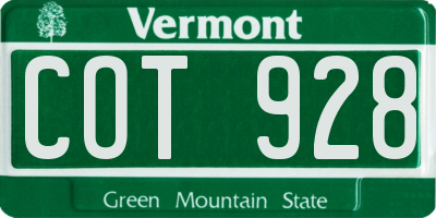 VT license plate COT928