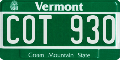 VT license plate COT930