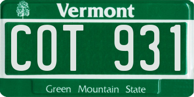 VT license plate COT931