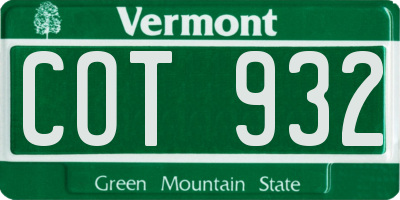 VT license plate COT932