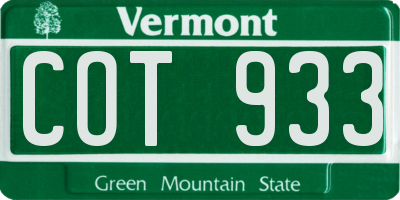 VT license plate COT933