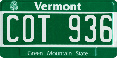 VT license plate COT936