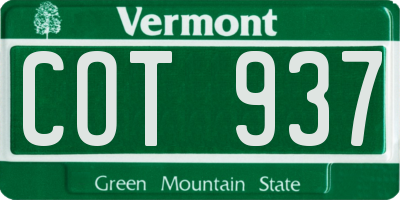 VT license plate COT937